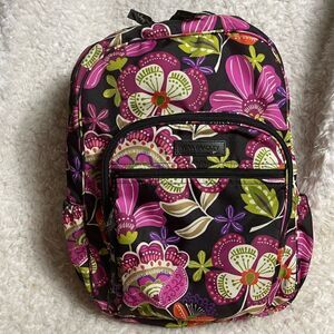 Vera Bradley Pirouette Black & Pink Floral Lighten Up Campus large Backpack